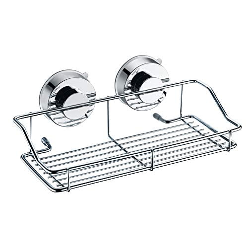 Stainless Steel Suction Cup Basket Shower Bathroom & Kitchen Storage Shelf
